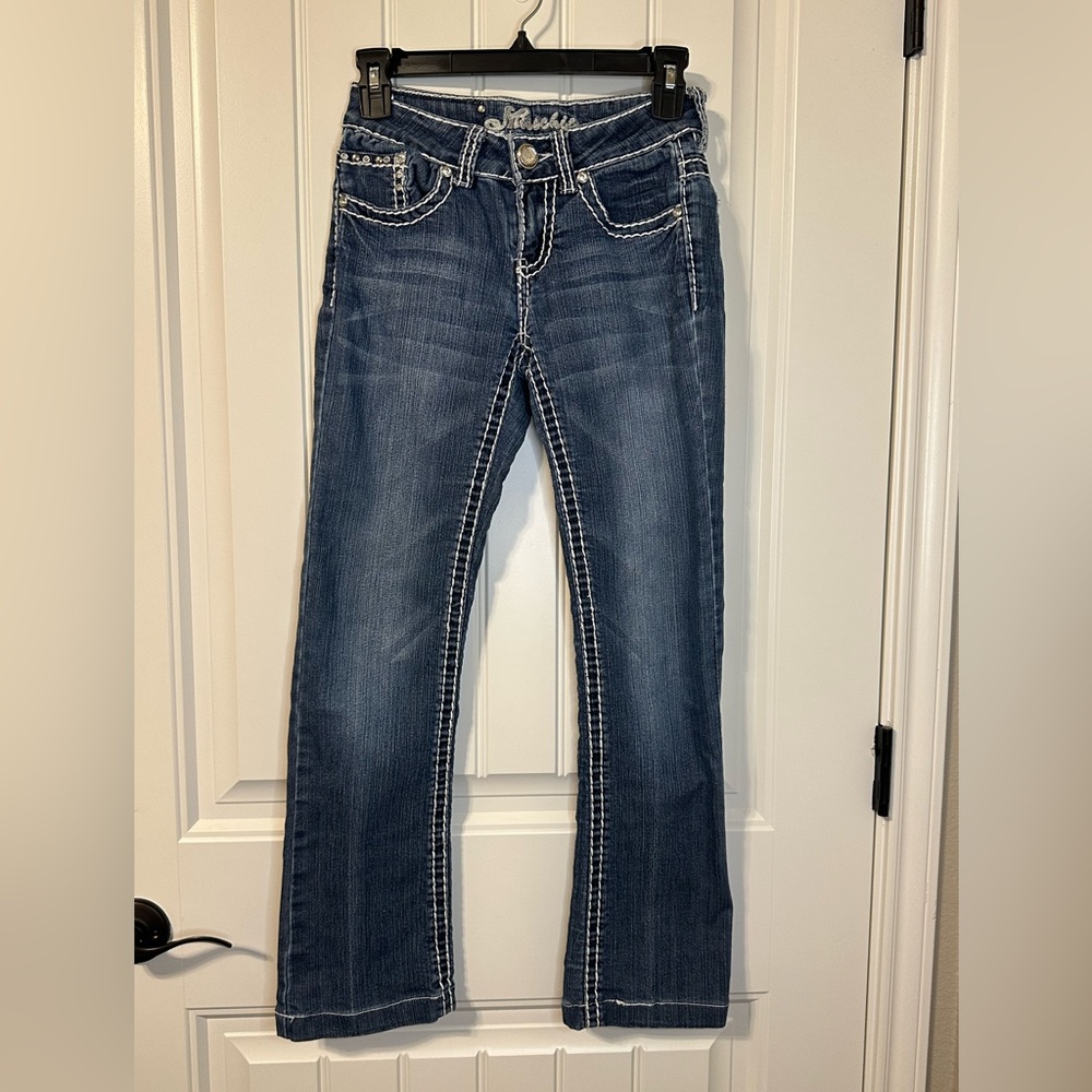 MISS CHIC USA Boot Cut Gem Embellished Jeans Size 1 Juniors